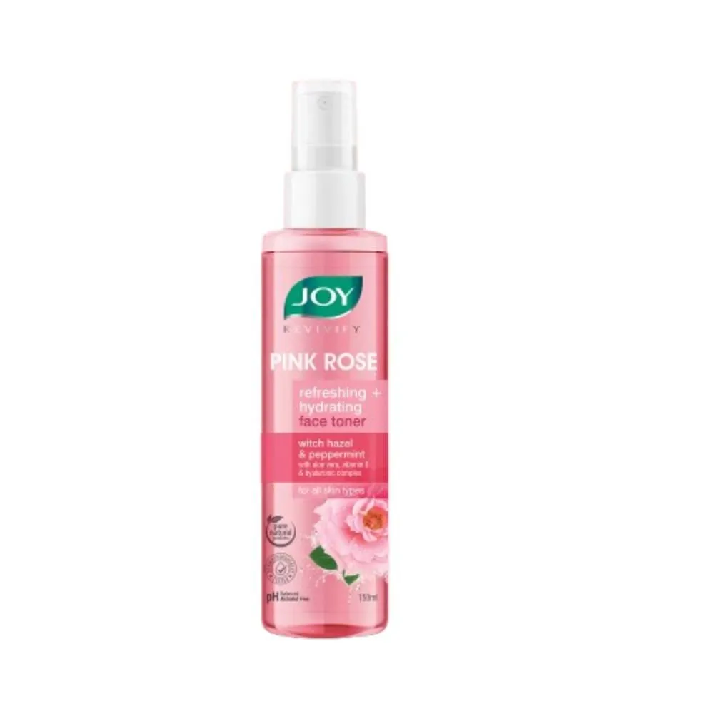 Joy Pink Rose refreshing Hydrating Face Toner With Hazel & PepperMint For Hydrating Skin pH Balanced, Alcohol Free & For All Skin Types