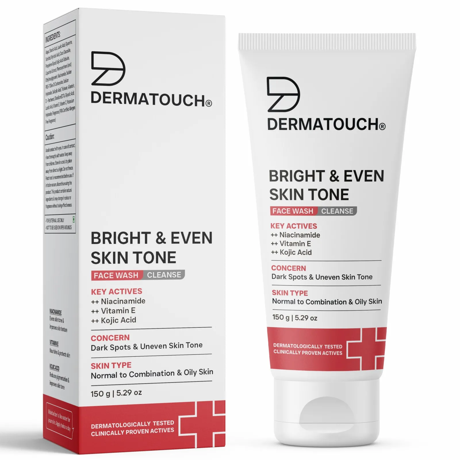 Dermatouch Bright & Even Skin Tone Face Wash for Dark Spots & Uneven Skin Tone 150g