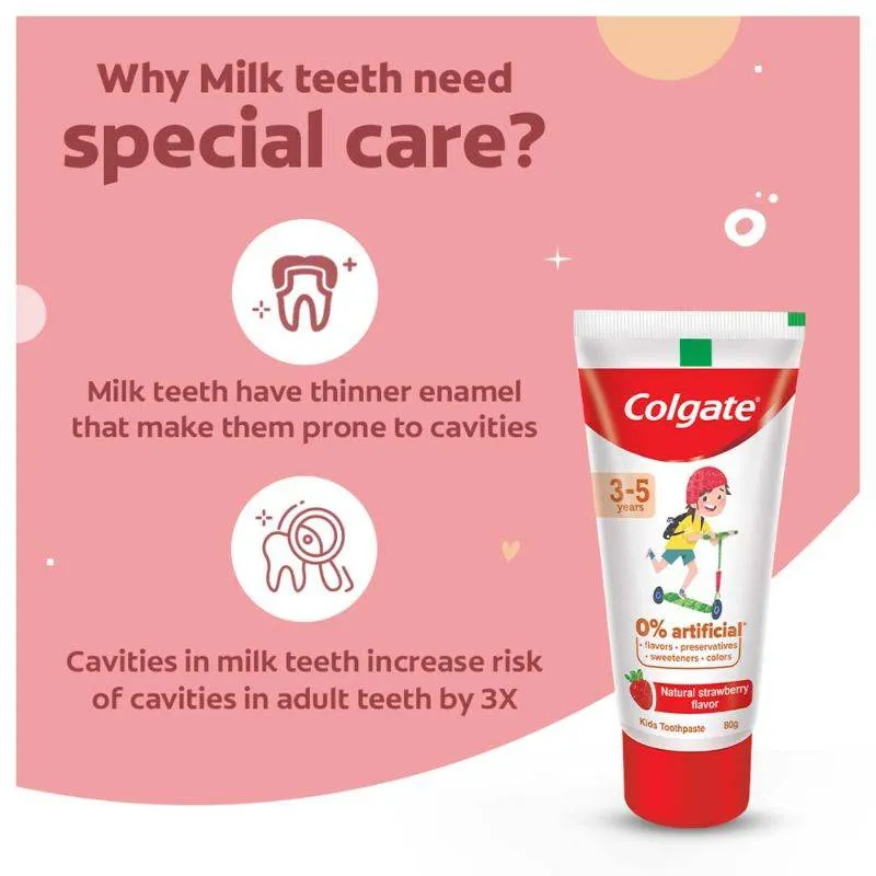 Colgate Toothpaste for Kids (3-5 years), Natural Strawberry Mint