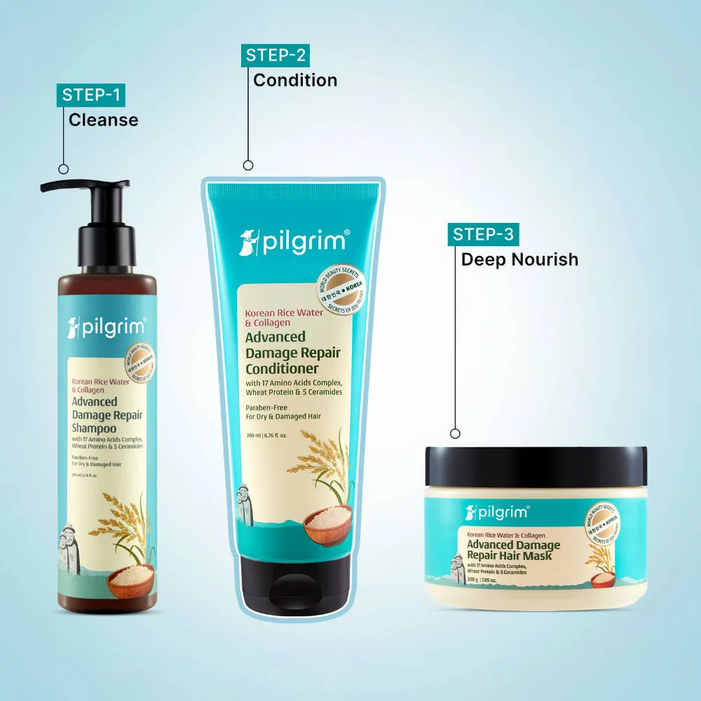Pilgrim Korean Rice Water & Collagen Advanced Damage Repair Conditioner For Dry Frizzy & Damag Hair