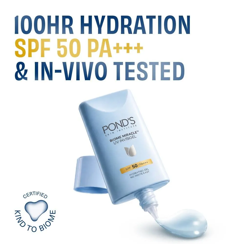 Pond's Ponds Biome Miracle UV Invisigel Moisturiser 100HR Hydration With SPF50 PA+++