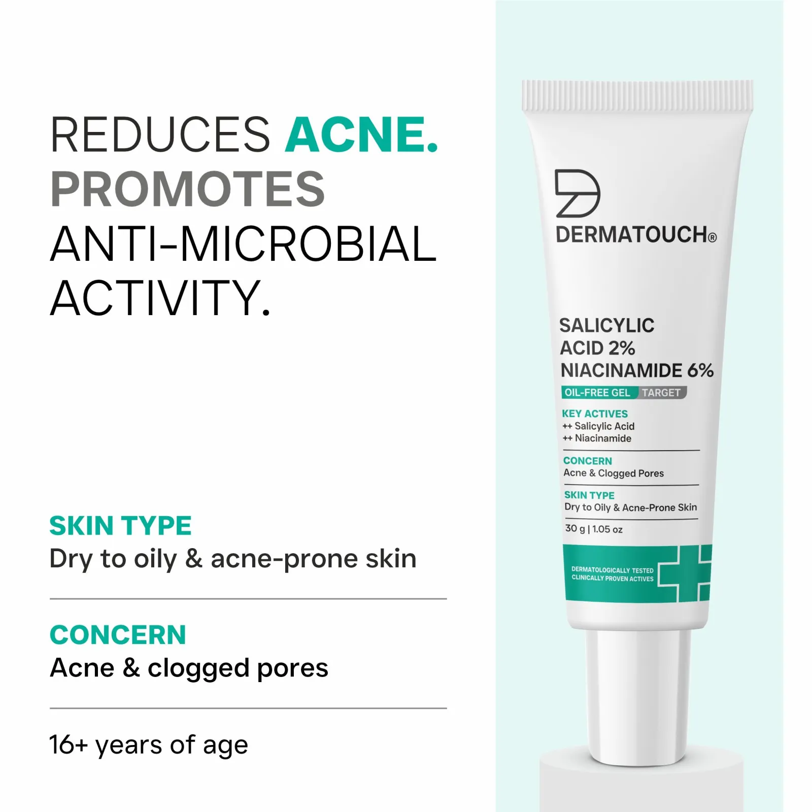 Dermatouch Salicylic Acid 2% Niacinamide 6% Oil-Free Gel for Acne & Clogged Pores