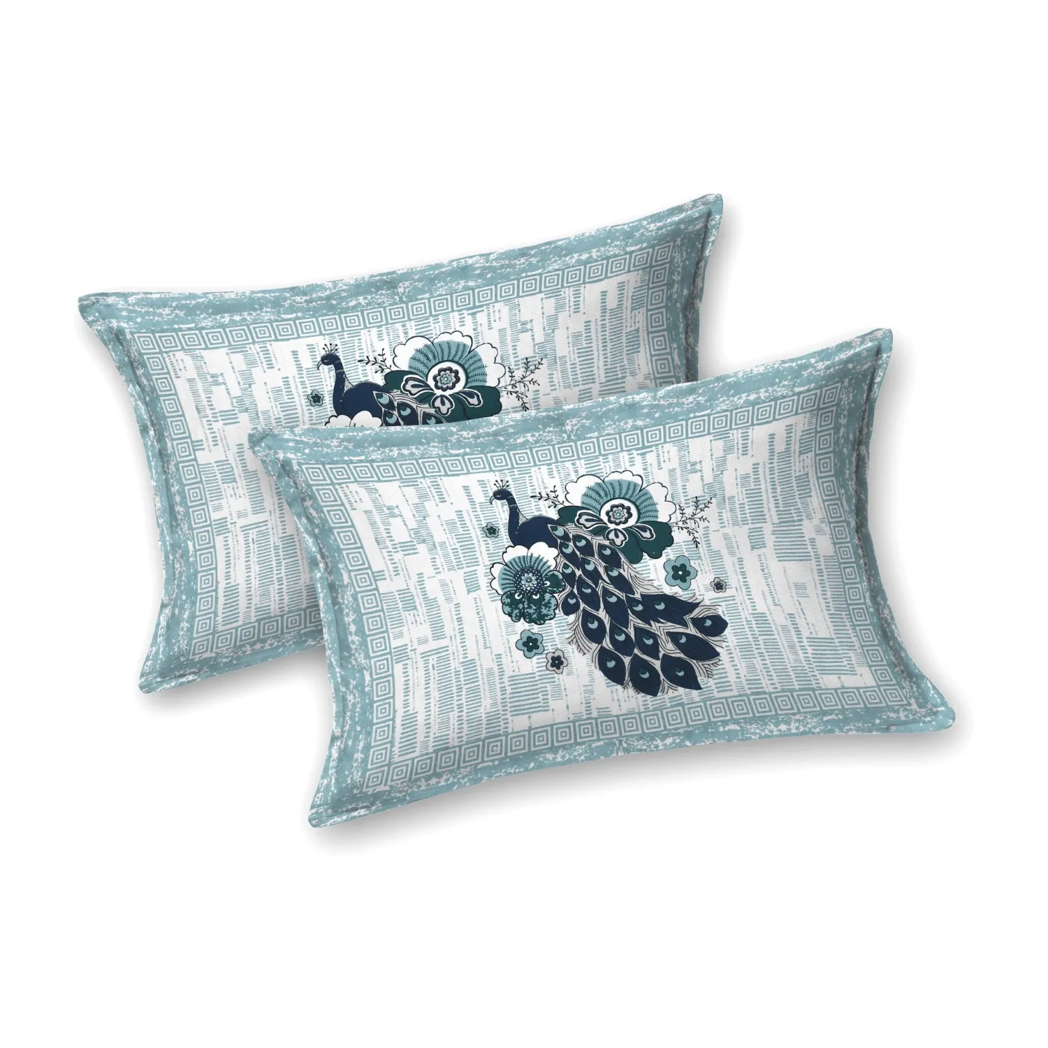 Pure Cotton Jaipuri King Bedsheet (Peacock Printed)