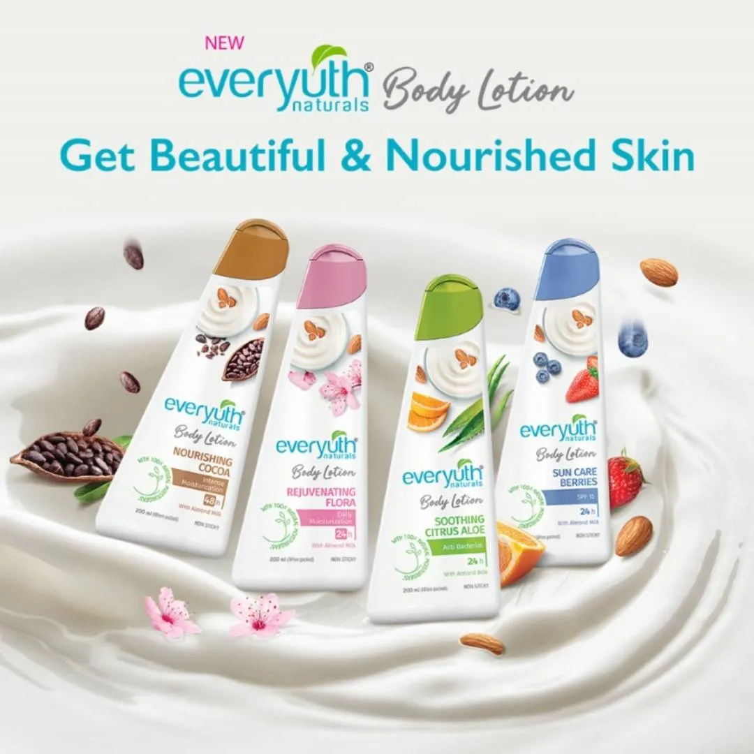 Everyuth Naturals Body Lotion - Nourishing Cocoa with 100% Natural Almond Milk, Non-Sticky