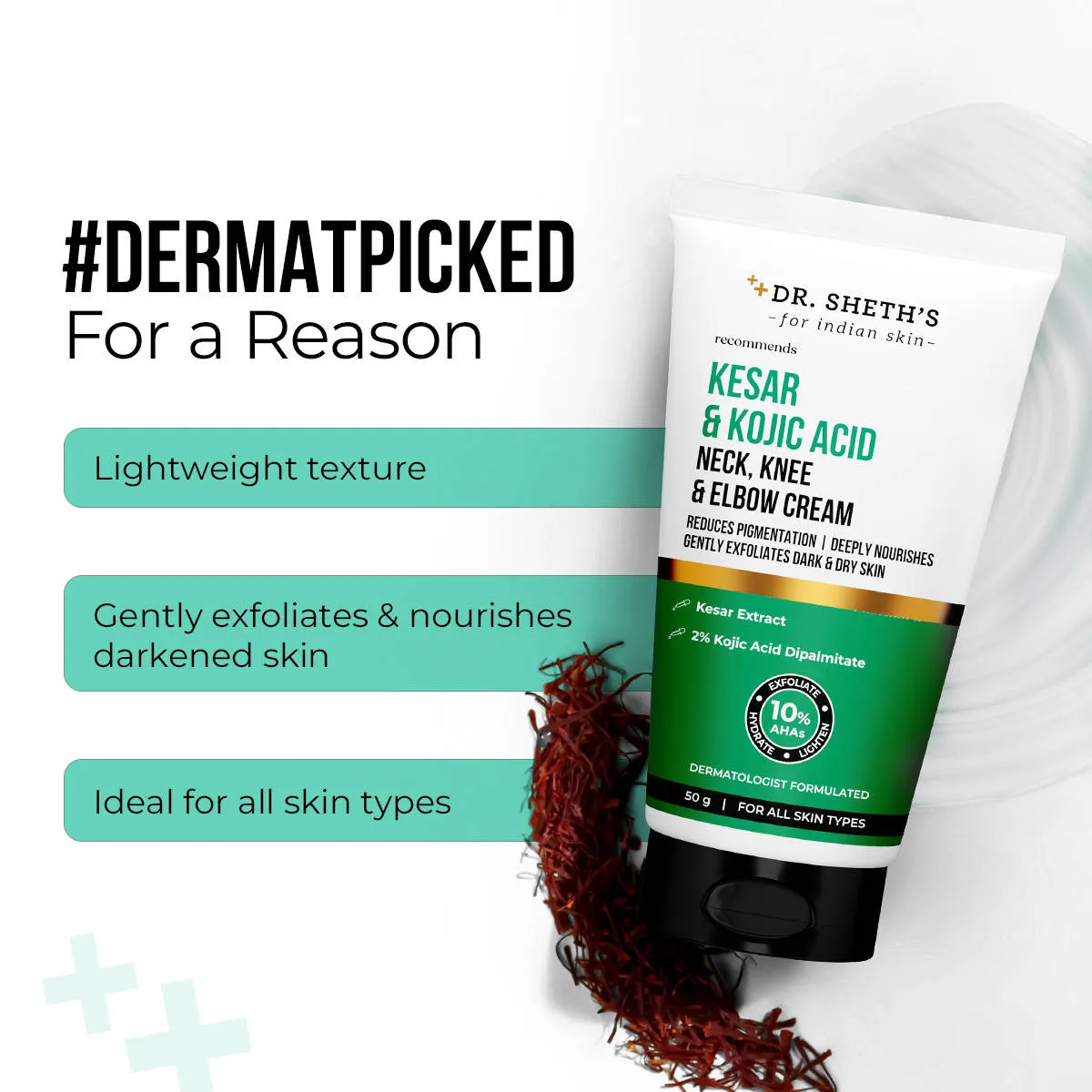Dr. Sheth's Kesar & Kojic Acid Neck, Knee & Elbow Cream
