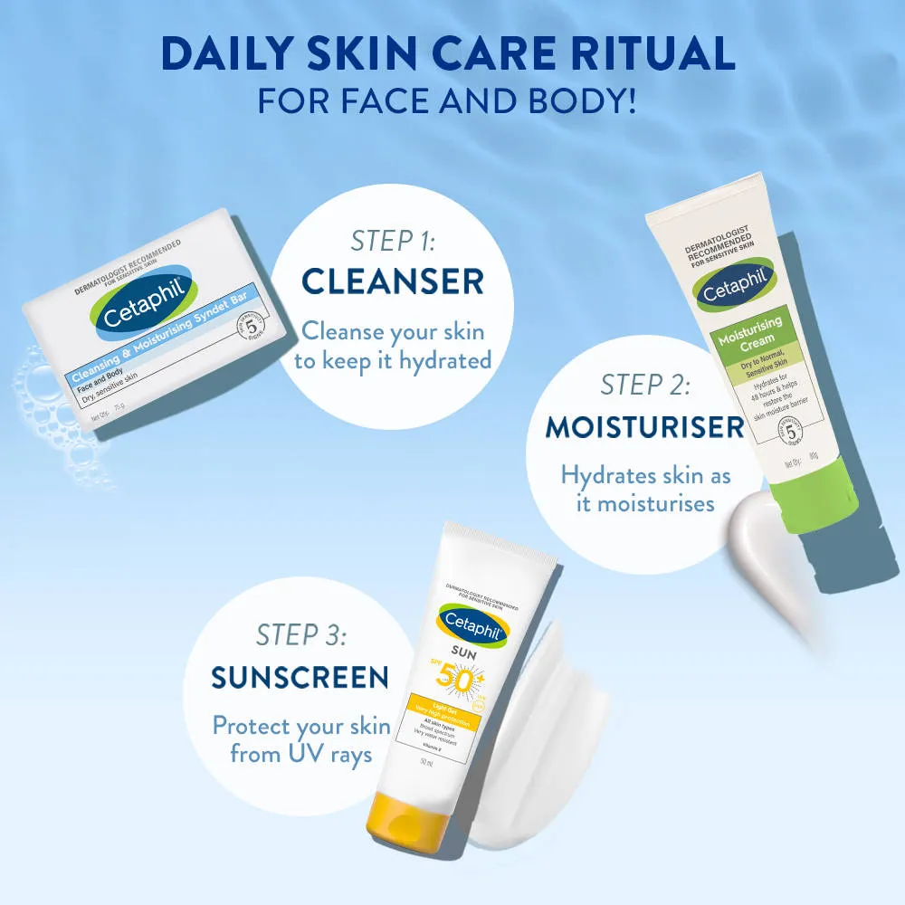 Cetaphil Cleansing Moisturising Syndet Bar With Shea Butter For Dry, Sensitive Skin