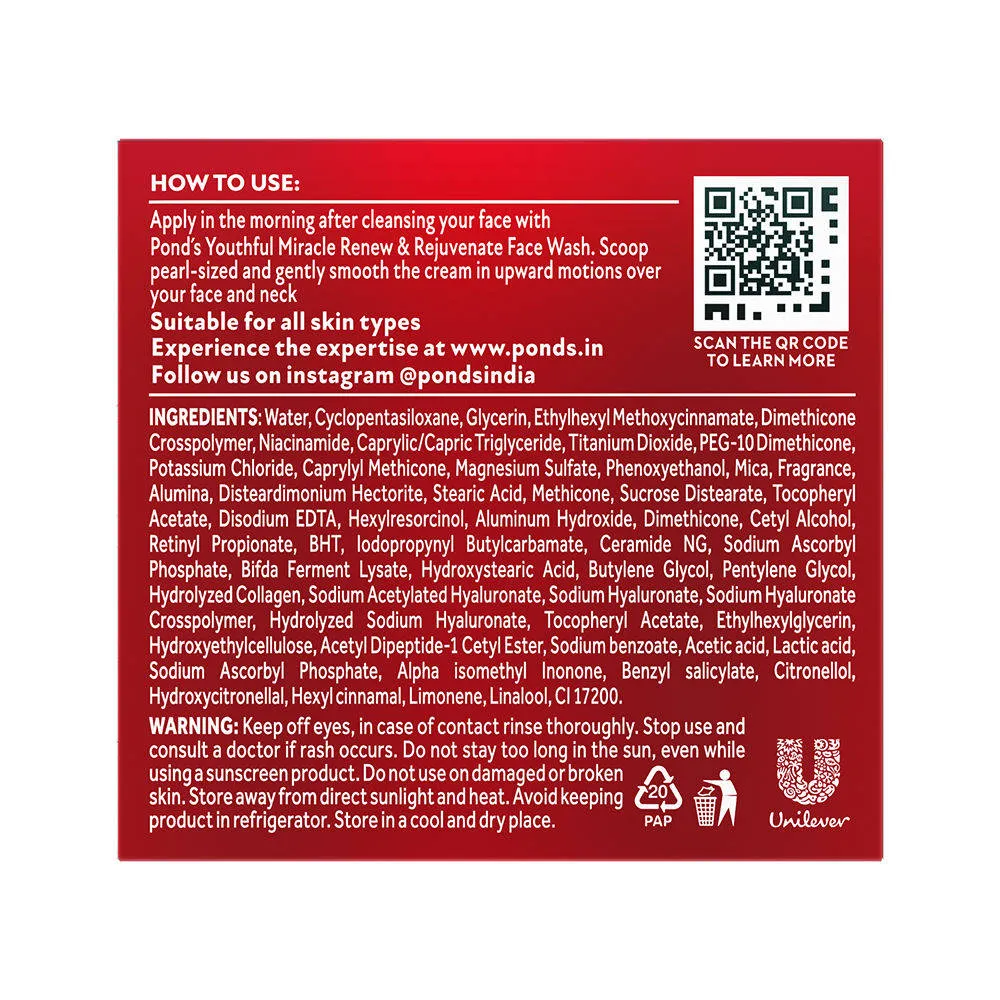 Pond's Ponds Youthful Miracle Hexyl Retinol Complex, Renew & Repair Day Cream, SPF 15 PA++