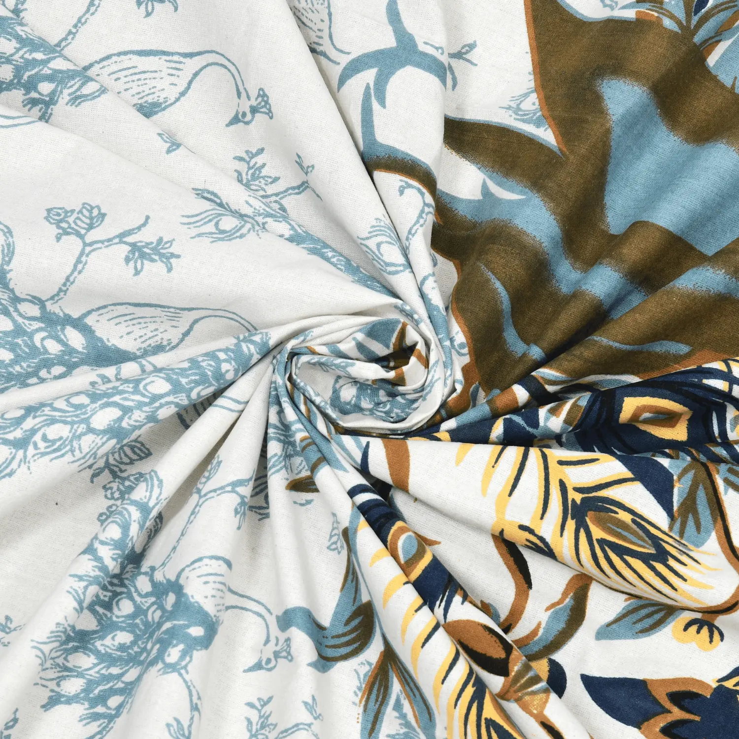 Pure Cotton Jaipuri King Bedsheet (Peacock Printed)
