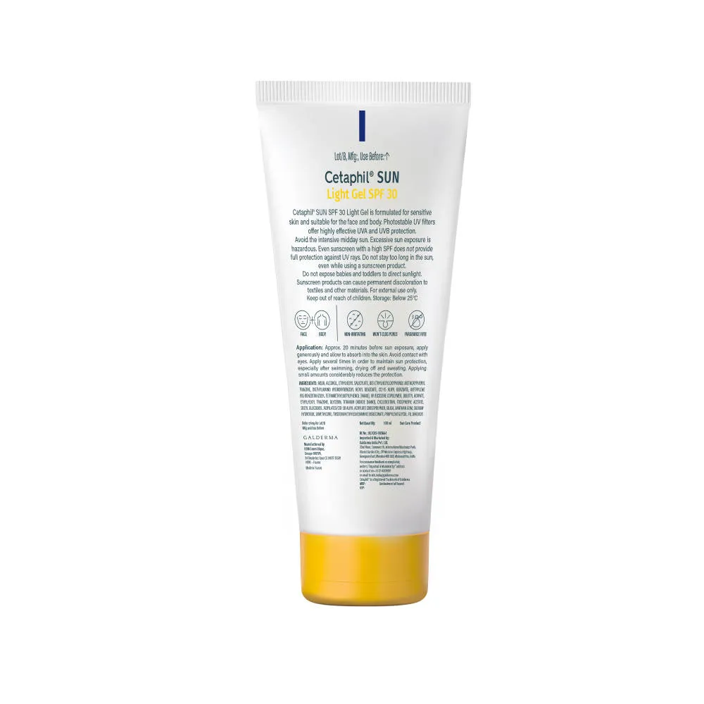 Cetaphil Sun SPF 30 Light Gel With Vitamin E Water & Sweat Resistant Sun Protection