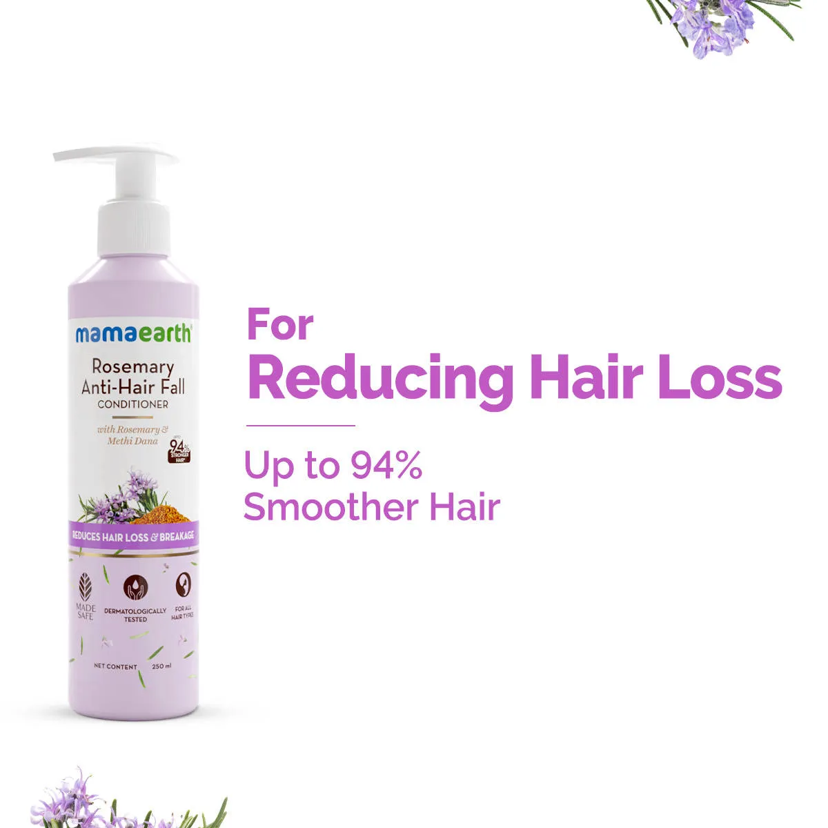 Mamaearth Rosemary Anti HairFall Conditioner With Rosemary &Methi Dana 250ml |UpTo 94% Stronger Hair