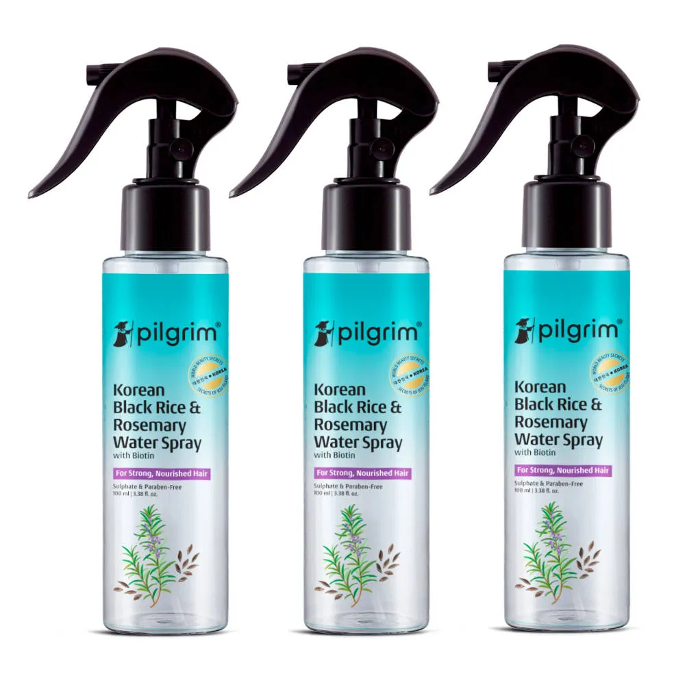 Pilgrim Korean Black Rice & Rosemary Water Spray For Strong & Nourised Thiker Hair Growth- Pack of 3