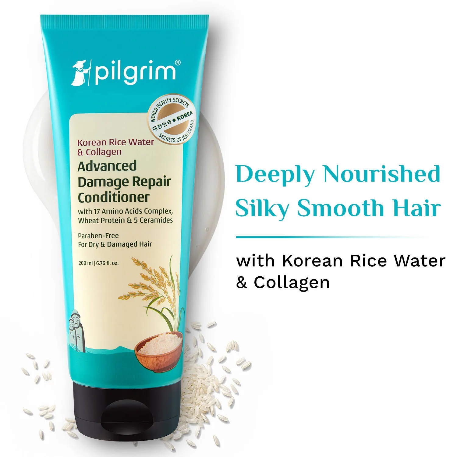 Pilgrim Korean Rice Water & Collagen Advanced Damage Repair Conditioner For Dry Frizzy & Damag Hair