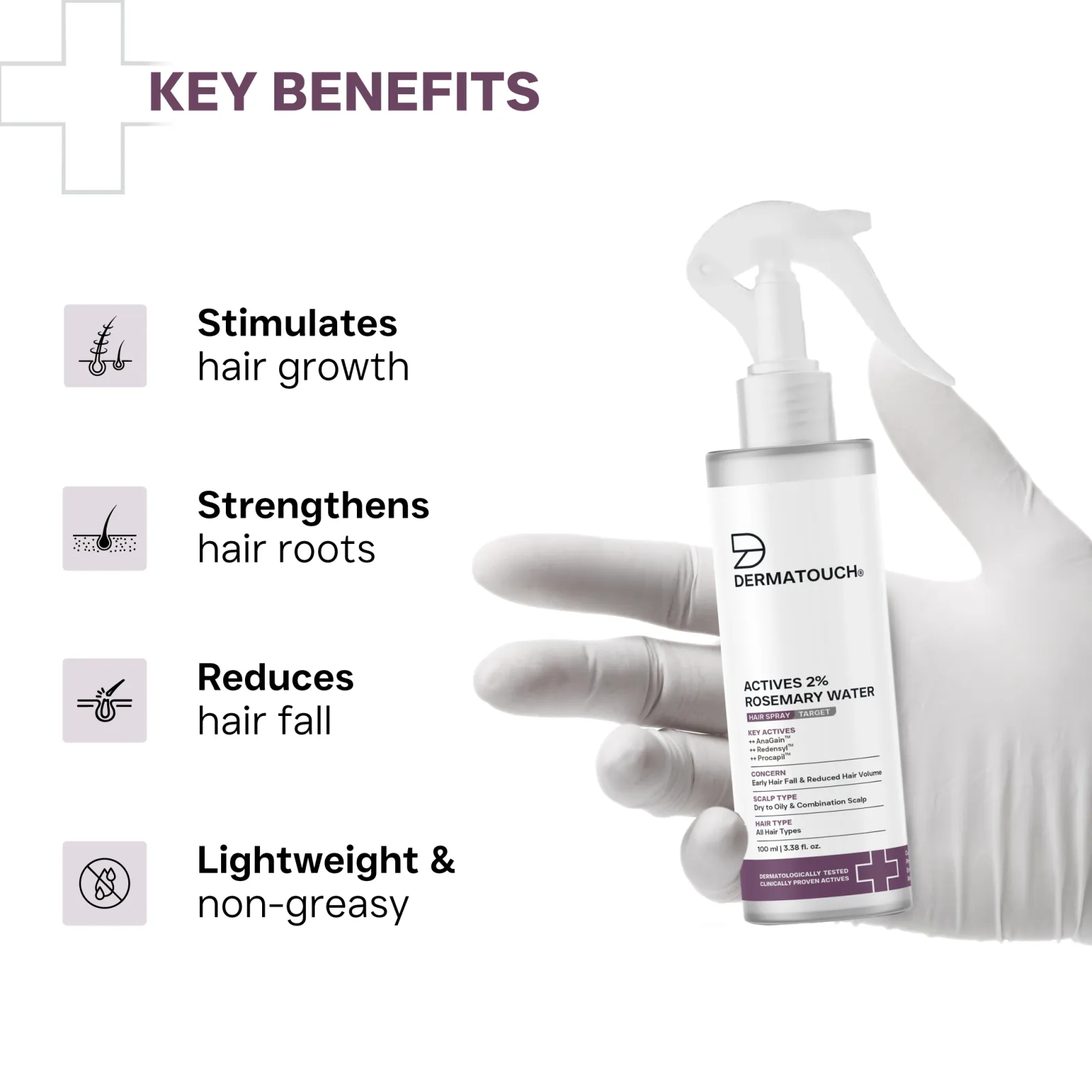 Dermatouch Actives 2% Rosemary Water for Early Hair Fall & Reduced Hair Volume