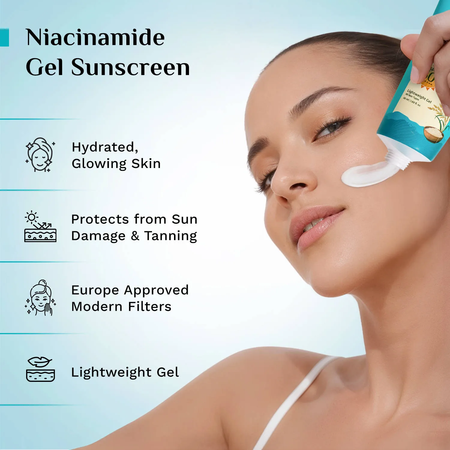 Pilgrim Korean Rice water Hydra Glow Gel Moisturizer and SPF 50+ PA++++ Gel Sunscreen Duo