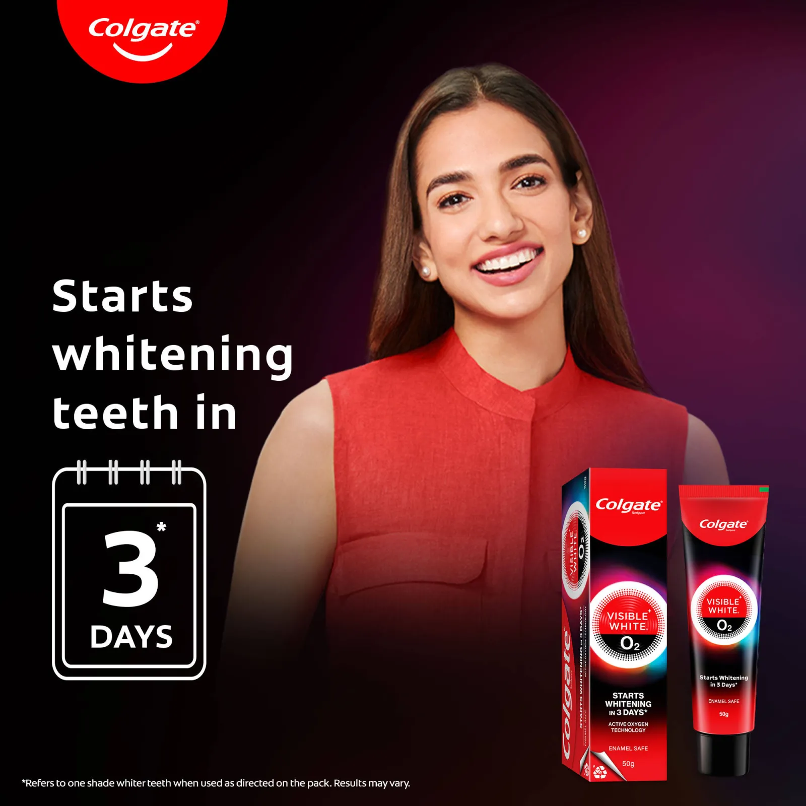 Colgate Visible White O2, Teeth Whitening Toothpaste - Peppermint Sparkle