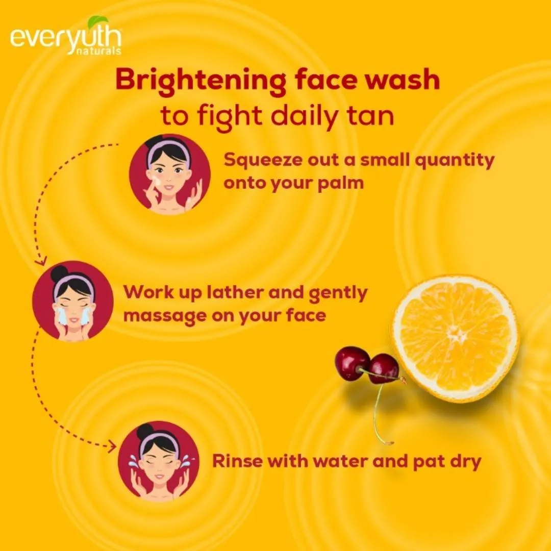 Everyuth Naturals Face Wash - Brightening Lemon & Cherry, Suits all Skin Types, Paraben Free