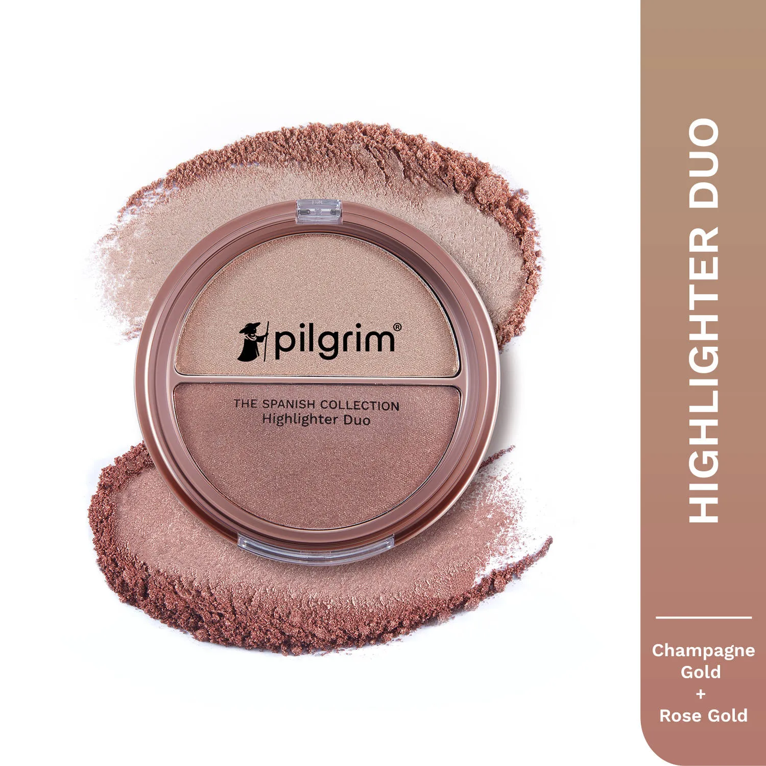 Pilgrim The Spanish Collection Highlighter Duo - Champagne Gold & Rose Gold 01