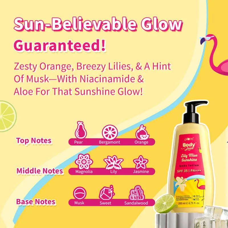 Plum BodyLovin' Lily Miss Sunshine Body Lotion With SPF 35 PA+++ - Hydrates Skin - Pack Of 2