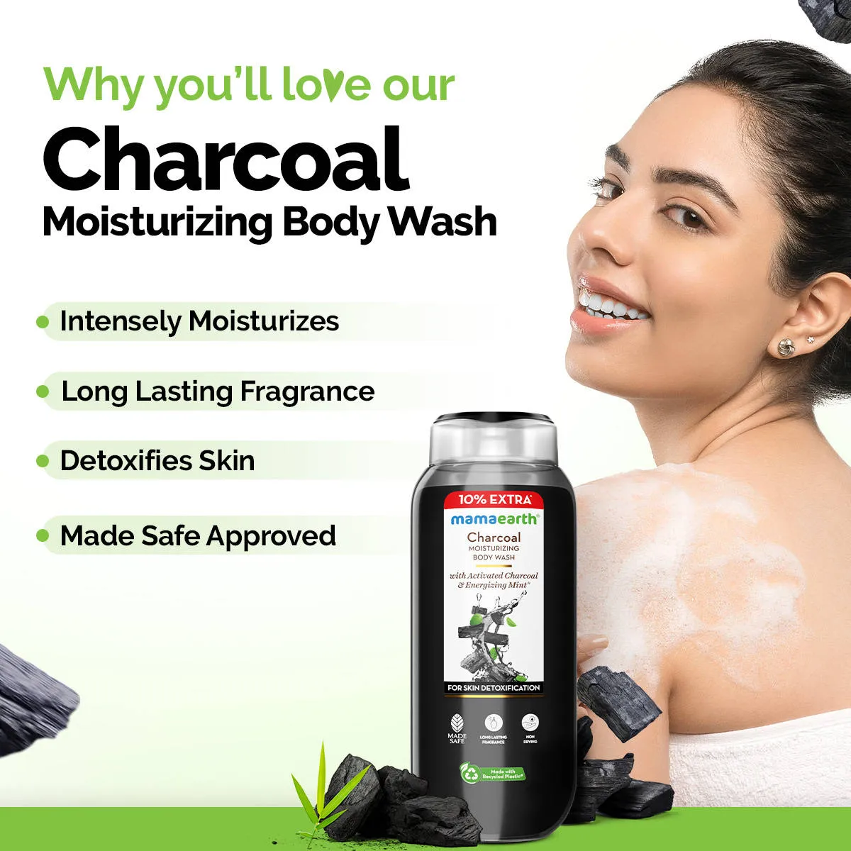 Mamaearth Charcoal Moisturizing Body Wash with Activated Charcoal & Energizing Mint Scent
