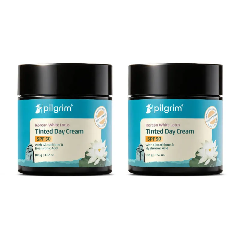 Pilgrim Korean White Lotus Face Cream SPF 50 Glutathione for Hydrate Radiant Skin- Pack of 2