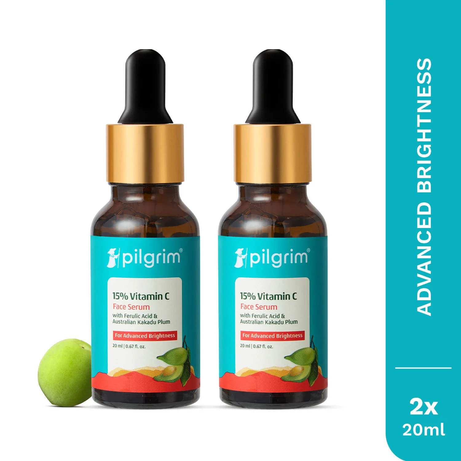 Pilgrim 15% Vitamin C Serum for Advance Brightening Fades Hyperpigmentation & Dark Spots Pack of 2