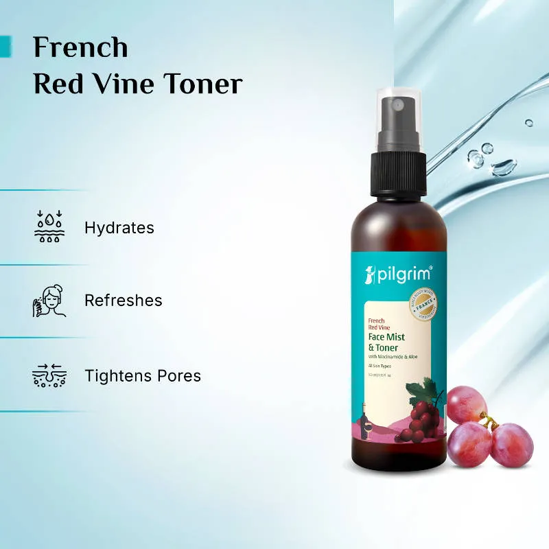 Pilgrim Red Vine Face Mist & Toner with Vitamin B3 & Aloe