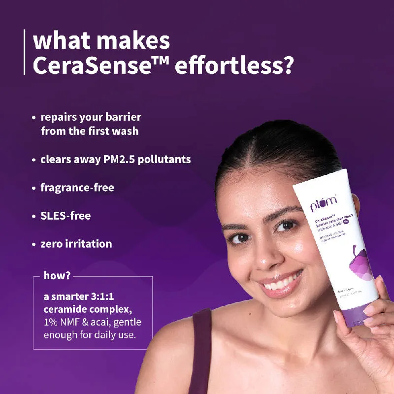 Plum Cerasense Barrier Repair Hydrating Face Wash With Ceramides For Dry, Sensitive Skin