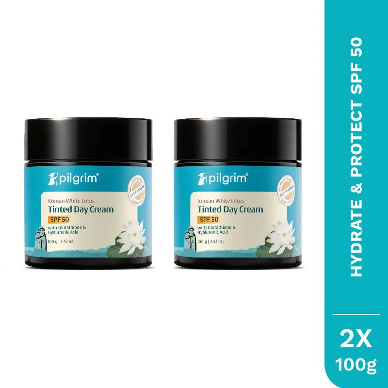 Pilgrim Korean White Lotus Face Cream SPF 50 Glutathione for Hydrate Radiant Skin- Pack of 2