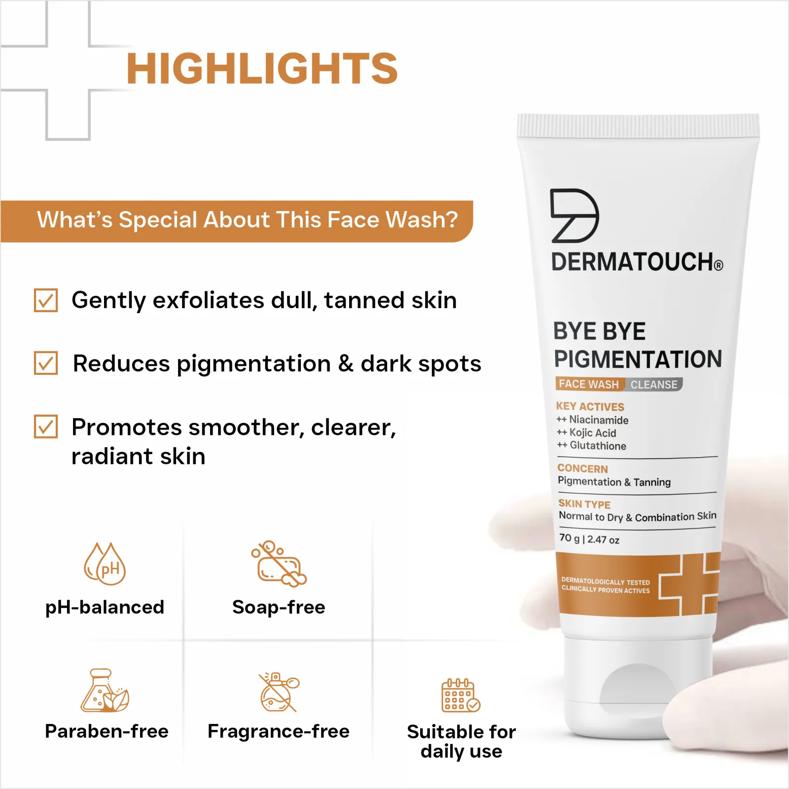 Dermatouch Bye Bye Pigmentation Face Wash for Pigmentation & Tanning