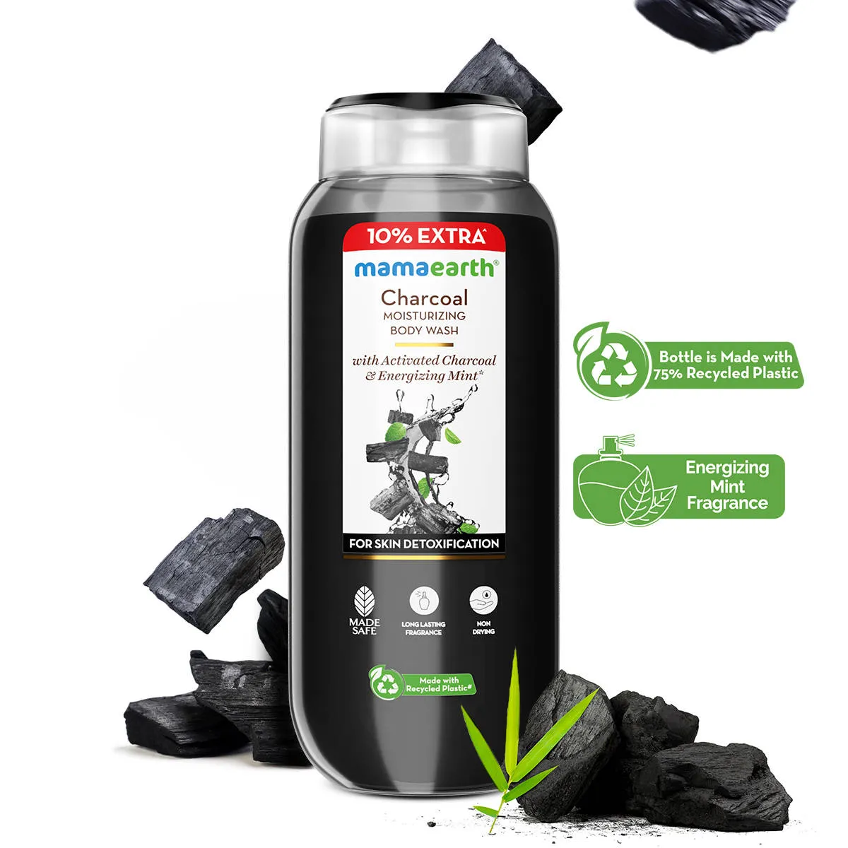 Mamaearth Charcoal Moisturizing Body Wash with Activated Charcoal & Energizing Mint Scent