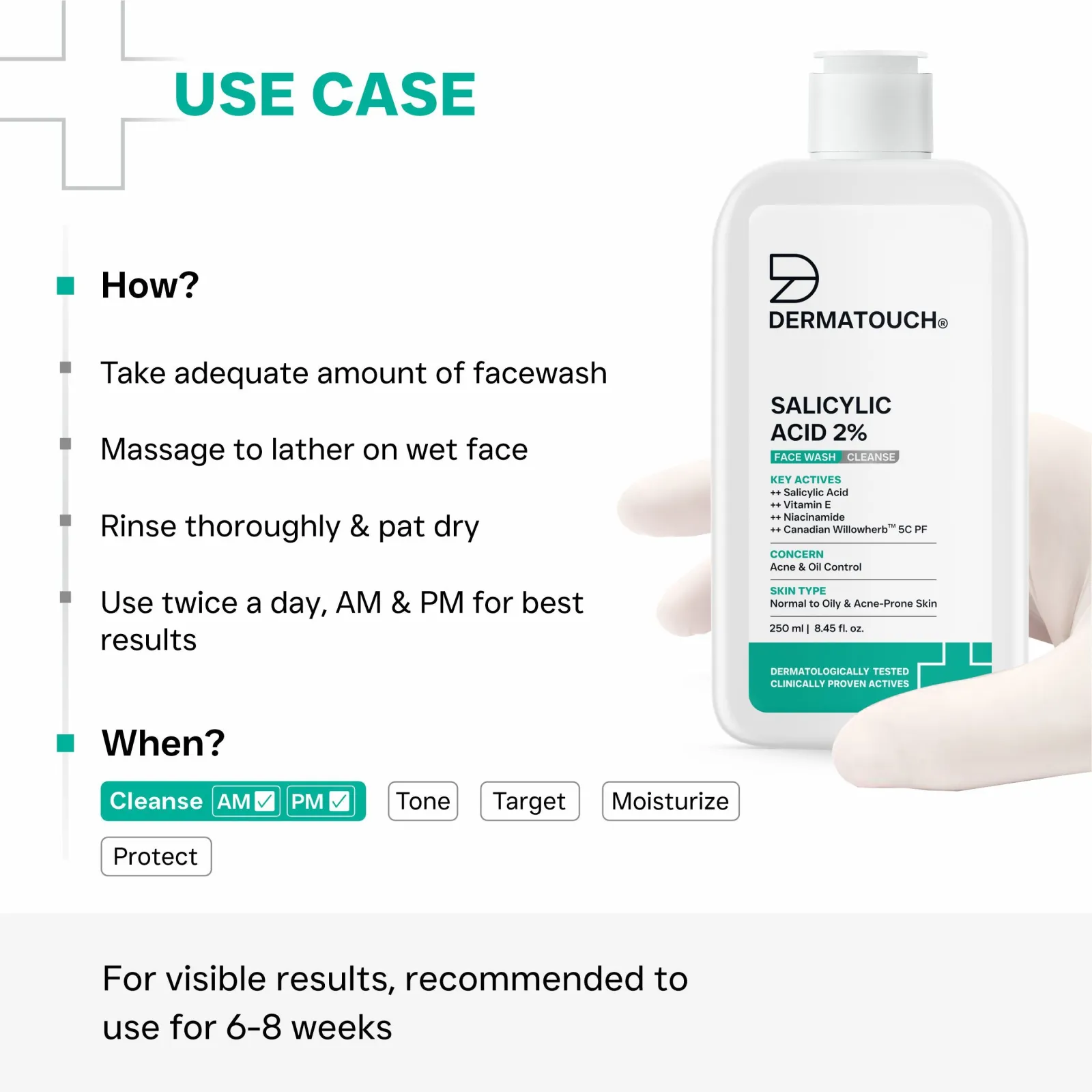 Dermatouch Salicylic Acid 2% Face Wash for Acne & Oil Control