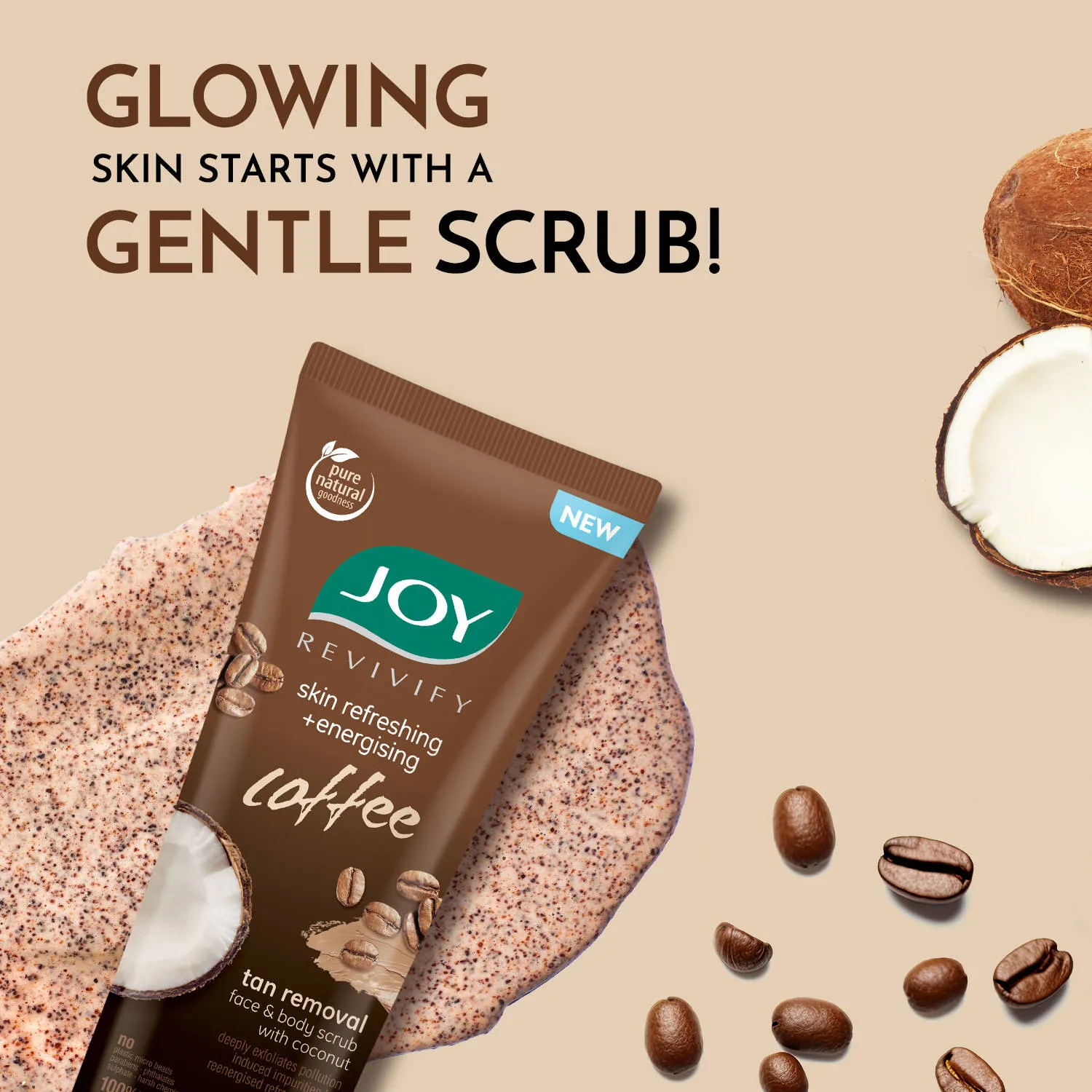 Joy Anti Pollution Exfoliating Coffee Face & Body Scrub For Men & Women