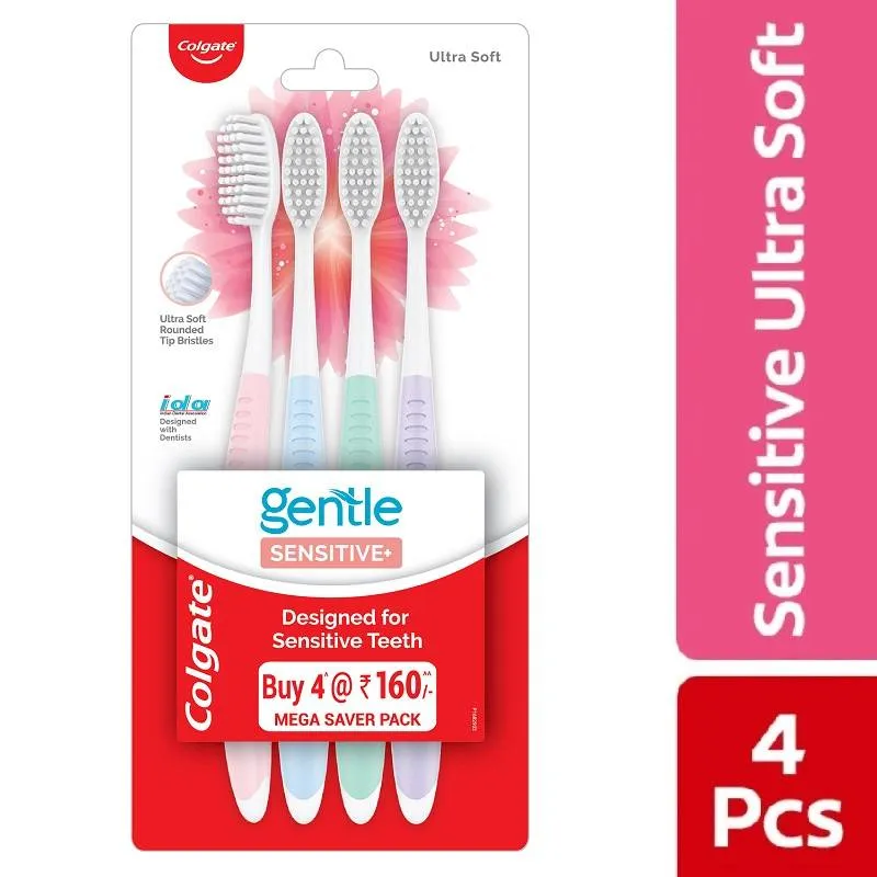 Colgate Gentle Sensitive Ultra Soft Bristles Toothbrush - 4 Pcs