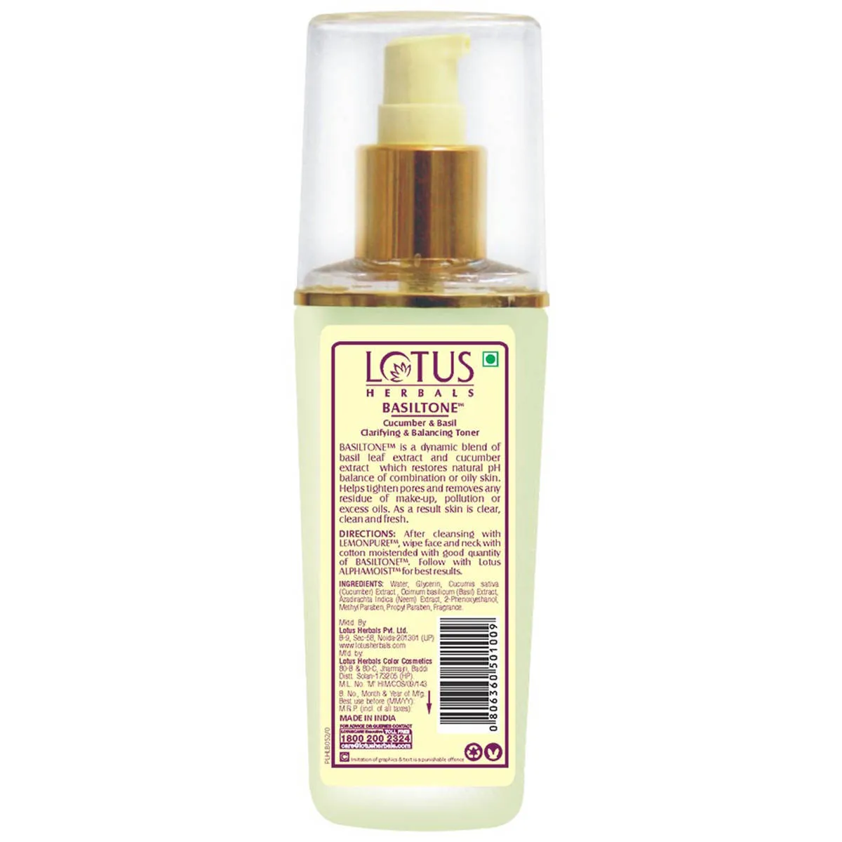 Lotus Herbals Lotus Herbal Basiltone Cucumber & Basil Clarifying & Balancing Toner