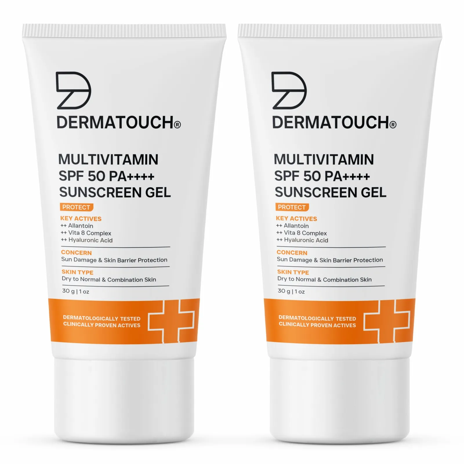 Dermatouch Multivitamin SPF 50 Pa++++ Sunscreen Gel for Sun Damage & Skin Barrier Repair - 30g Pack Of 2