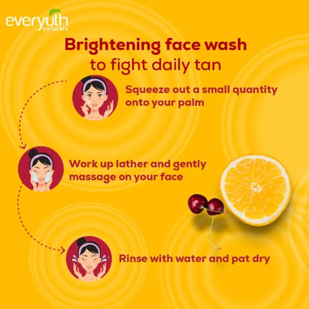 Everyuth Naturals Face Wash - Brightening Lemon & Cherry, Suits all Skin Types, Paraben Free