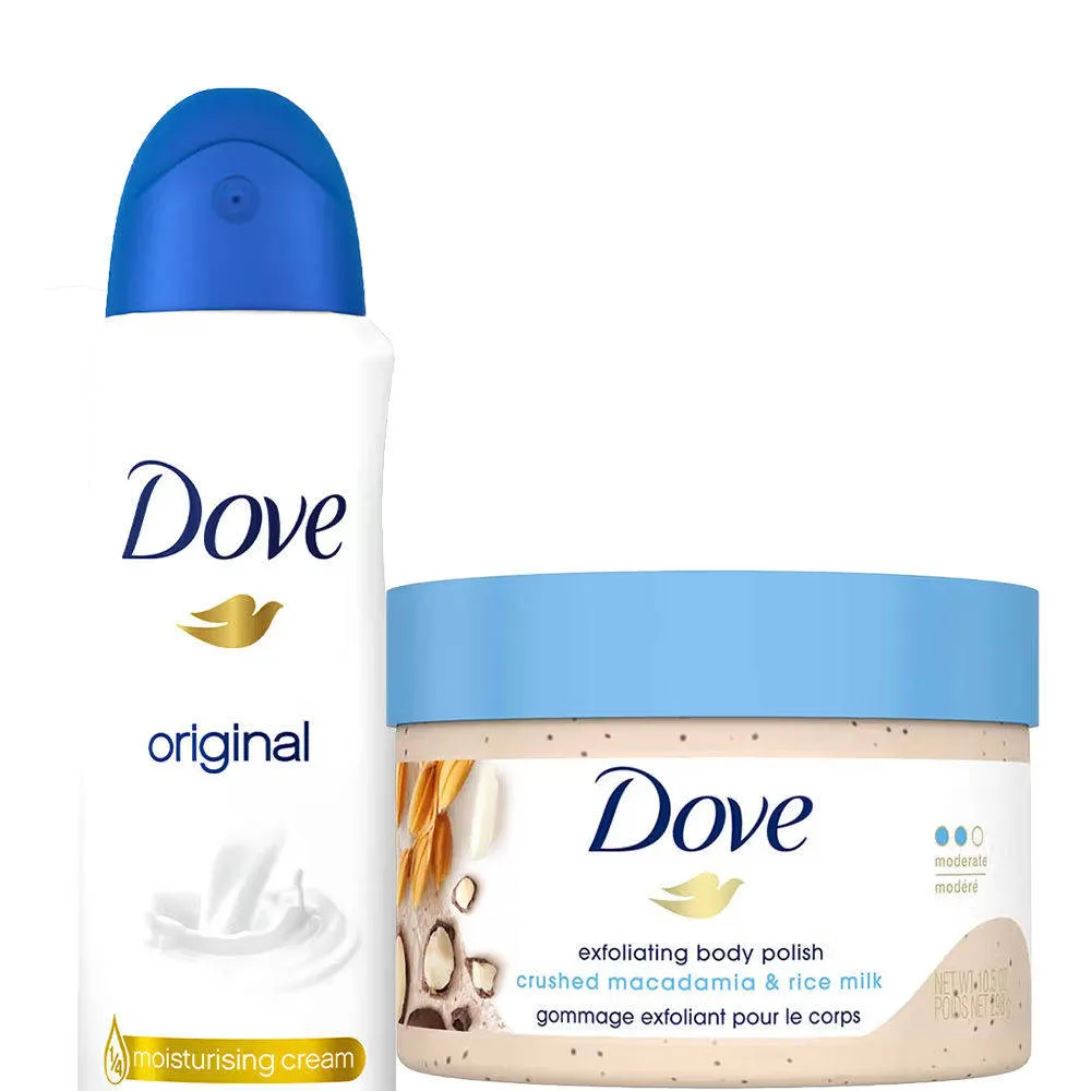 Dove Original Deodorant & Crushed Macadamia + Rice Milk Body Polish