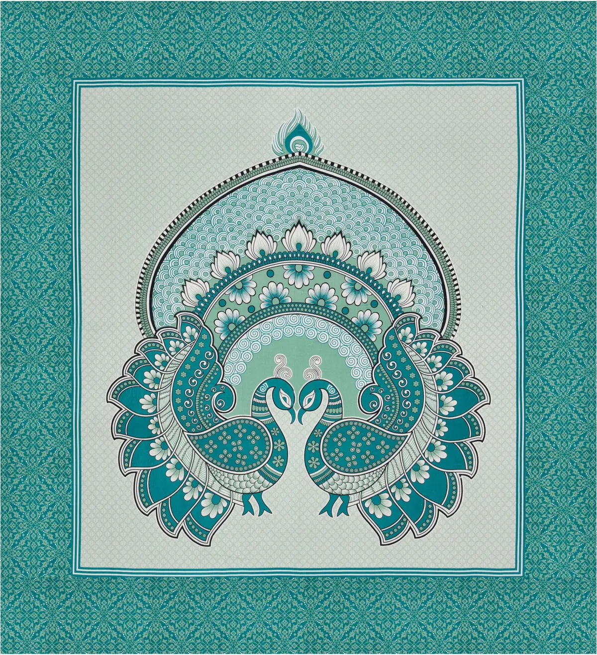 Pure Cotton Jaipuri Bedsheet (peacock Printed)