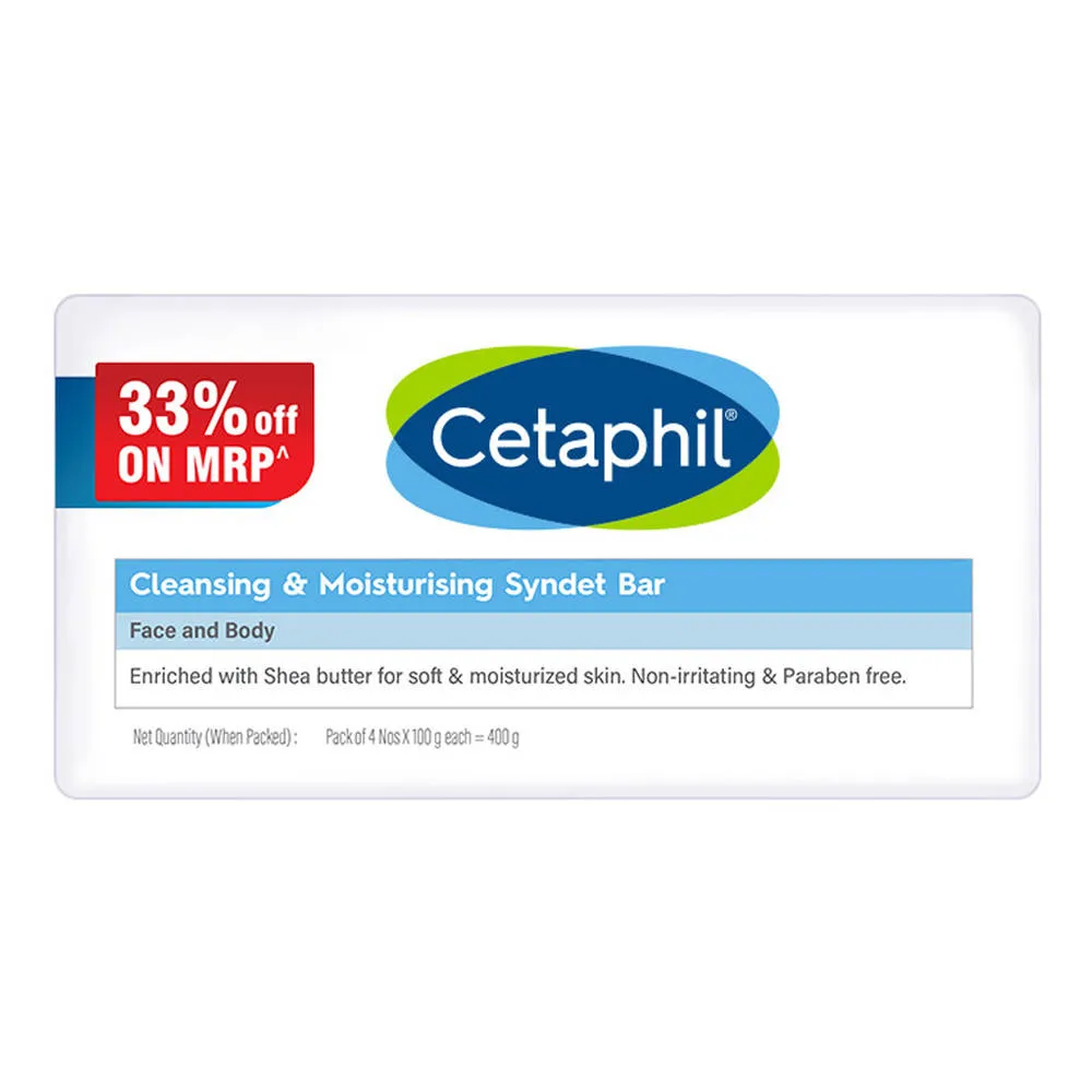 Cetaphil Cleansing Moisturising Syndet Bar With Shea Butter For Dry, Sensitive Skin