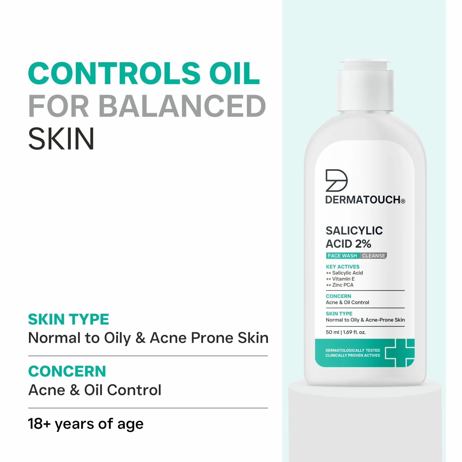 Dermatouch Salicylic Acid 2% Face Wash for Acne & Oil Control PO4