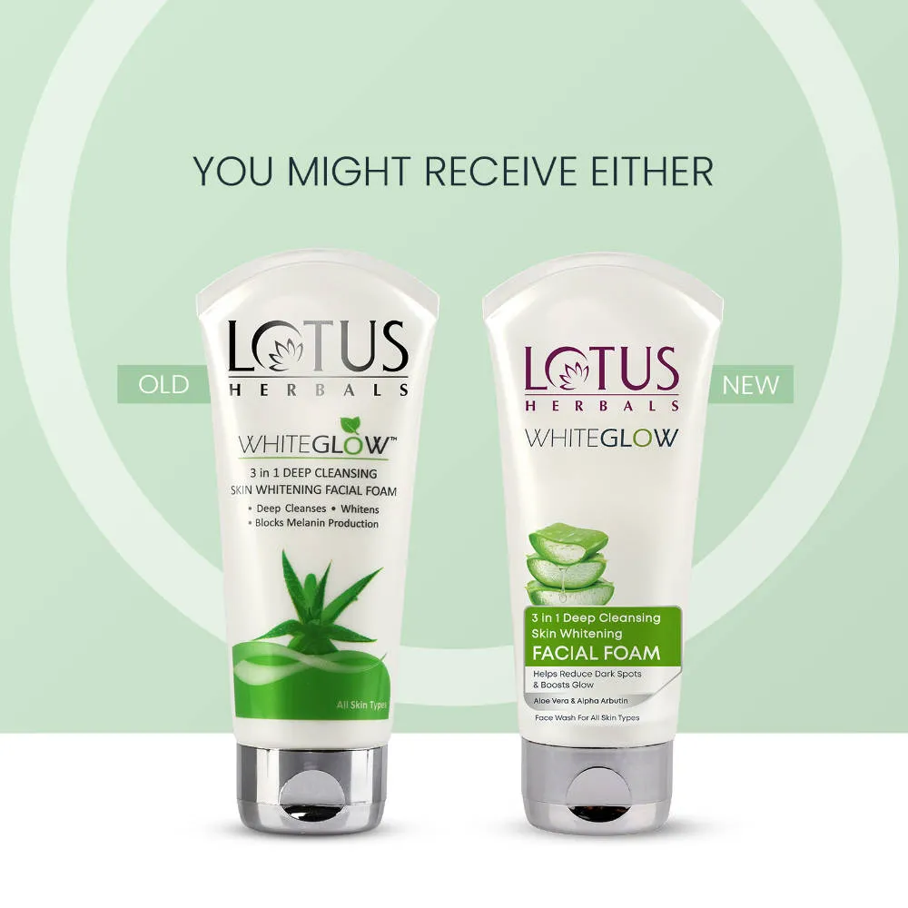 Lotus Herbals WhiteGlow 3 In 1 Deep Cleansing Facial Foam, Acne & Oil-Control For All Skin Types