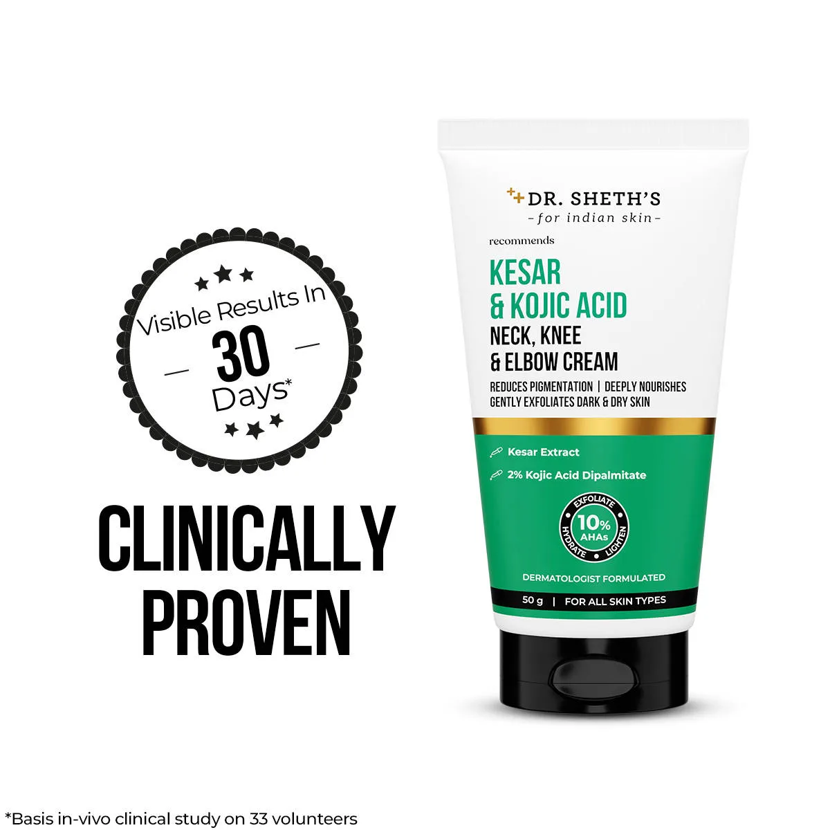 Dr. Sheth's Kesar & Kojic Acid Neck, Knee & Elbow Cream