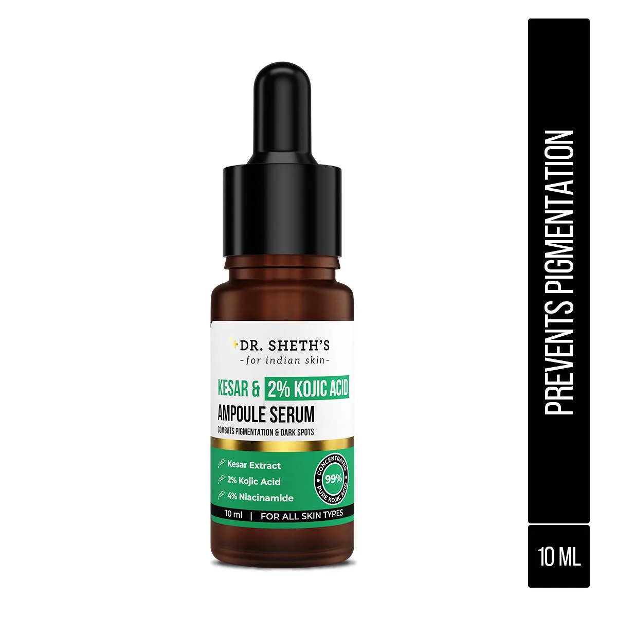 Dr. Sheth's Kesar and 2% Kojic Acid Ampoule Serum|Pigmentation and Glow Boost, For All Skin Types