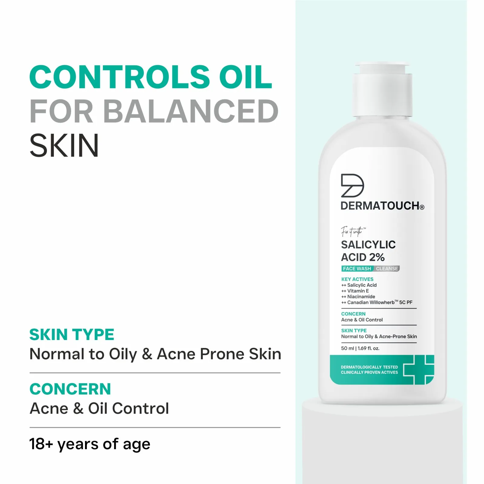 Dermatouch Salicylic Acid 2% Face Wash for Acne & Oil Control