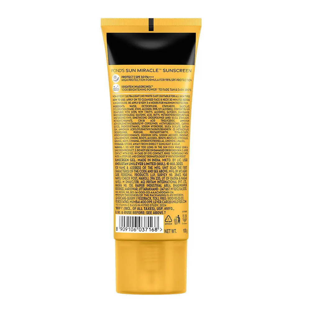 Pond's POND’S Sun Miracle SPF 50 PA+++ Crème Gel Sunscreen - Protect & Bright, With Niacinamide