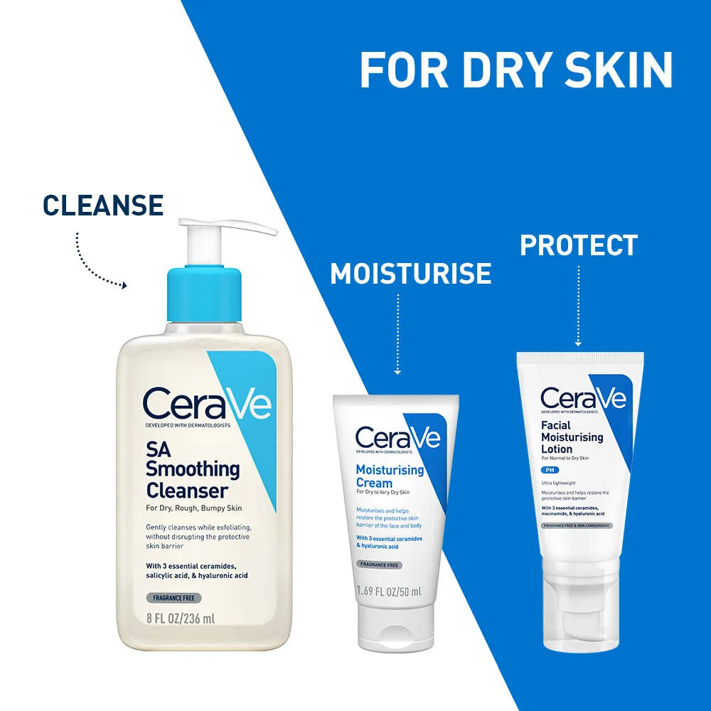CeraVe Salicylic Acid Face Wash & Barrier Repair Moisturizing Cream for Dry Skin - Pack of 2