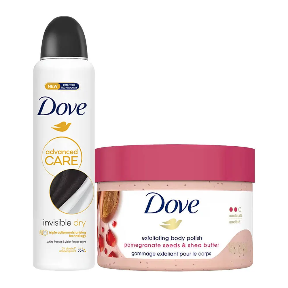 Dove Invisible Dry Deodorant & Pomegranate Seeds + Shea Butter Body Polish