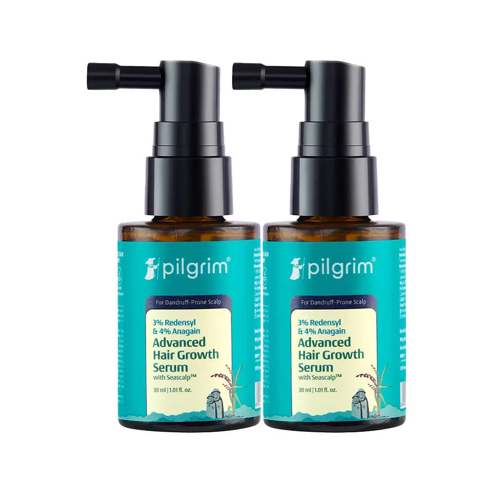 Pilgrim 3% Redensyl & 4% Anagain Advance Hair Growth Serum for Dandruff Prone Scalp Pack of 2