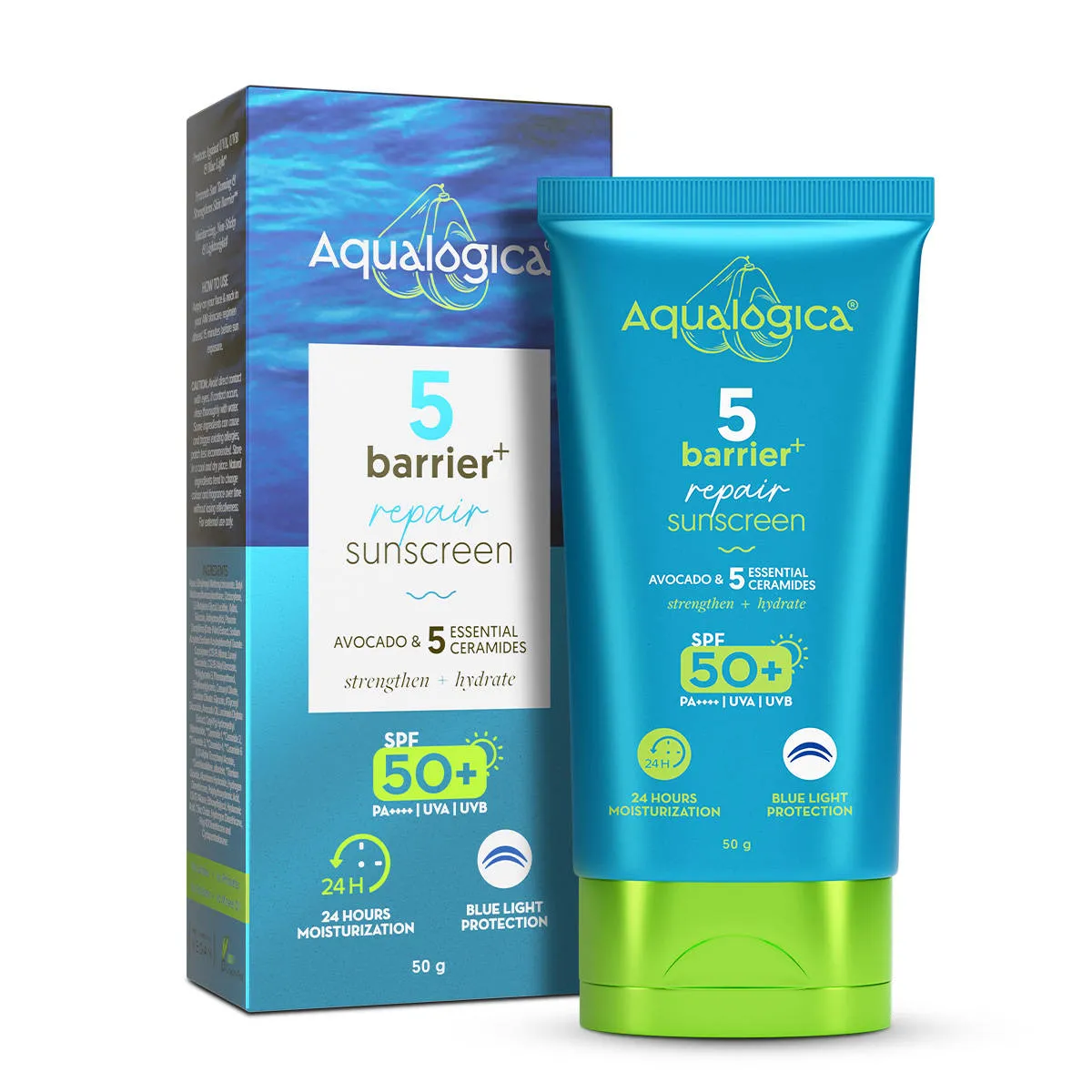 Aqualogica 5 Barrier+ Repair Sunscreen With Avocado & 5 Essential Ceramides SPF 50 PA++++ UVA/B