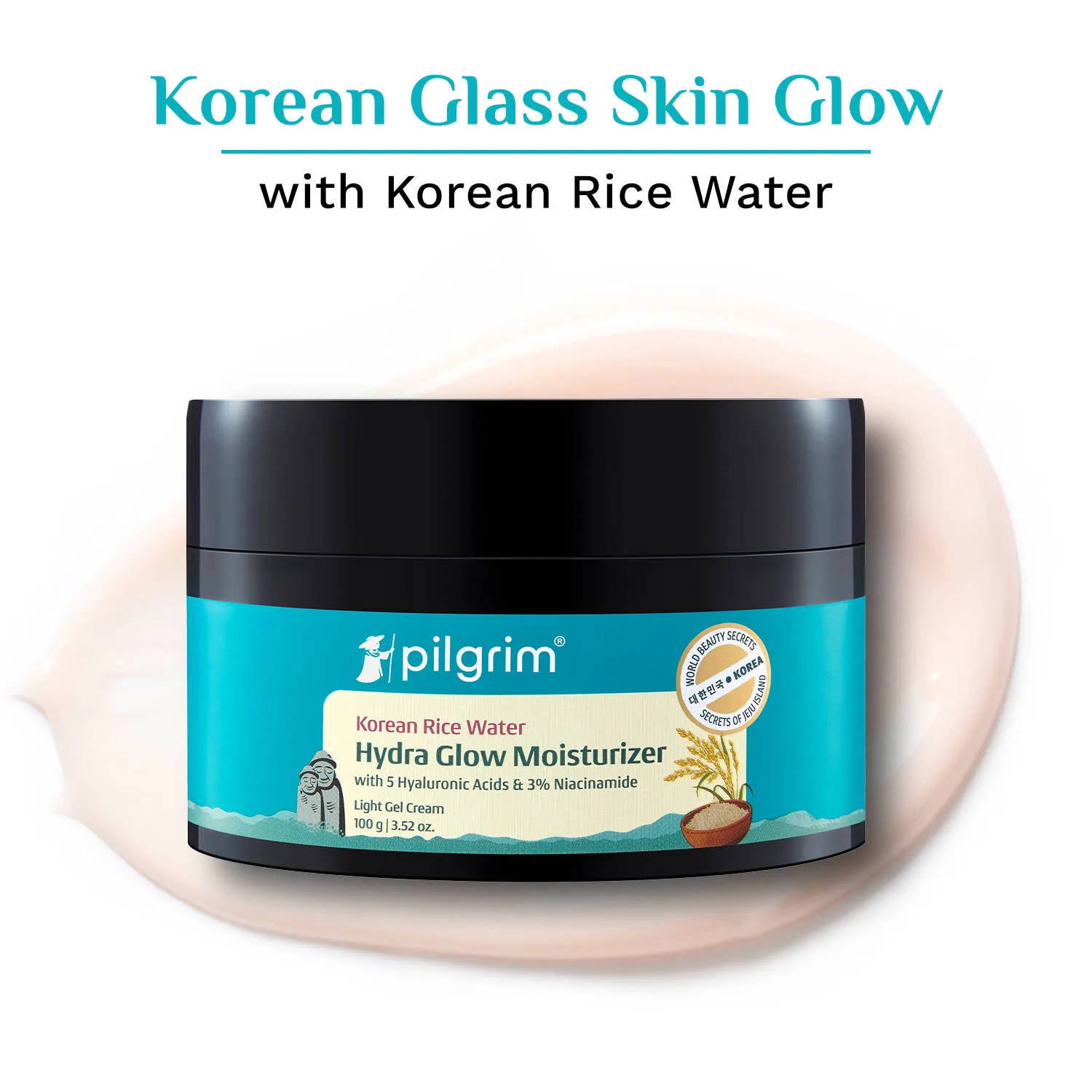 Pilgrim Korean Rice Water Hydra Glow Light Gel Moisturizer for 5x Hydration & Korean Glass Skin Glow